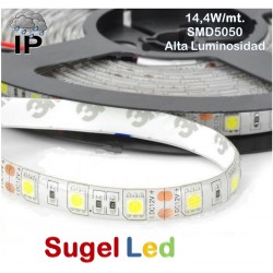 Tira LED 5 mts Flexible 72W 300 Led SMD 5050 IP54 Blanco Frío Alta Luminosidad